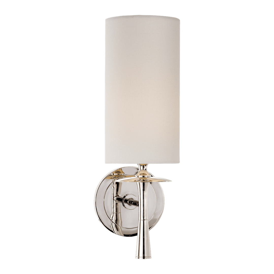Drunmore Single Sconce - Polished Nickel with Linen Shade Visual Comfort 1