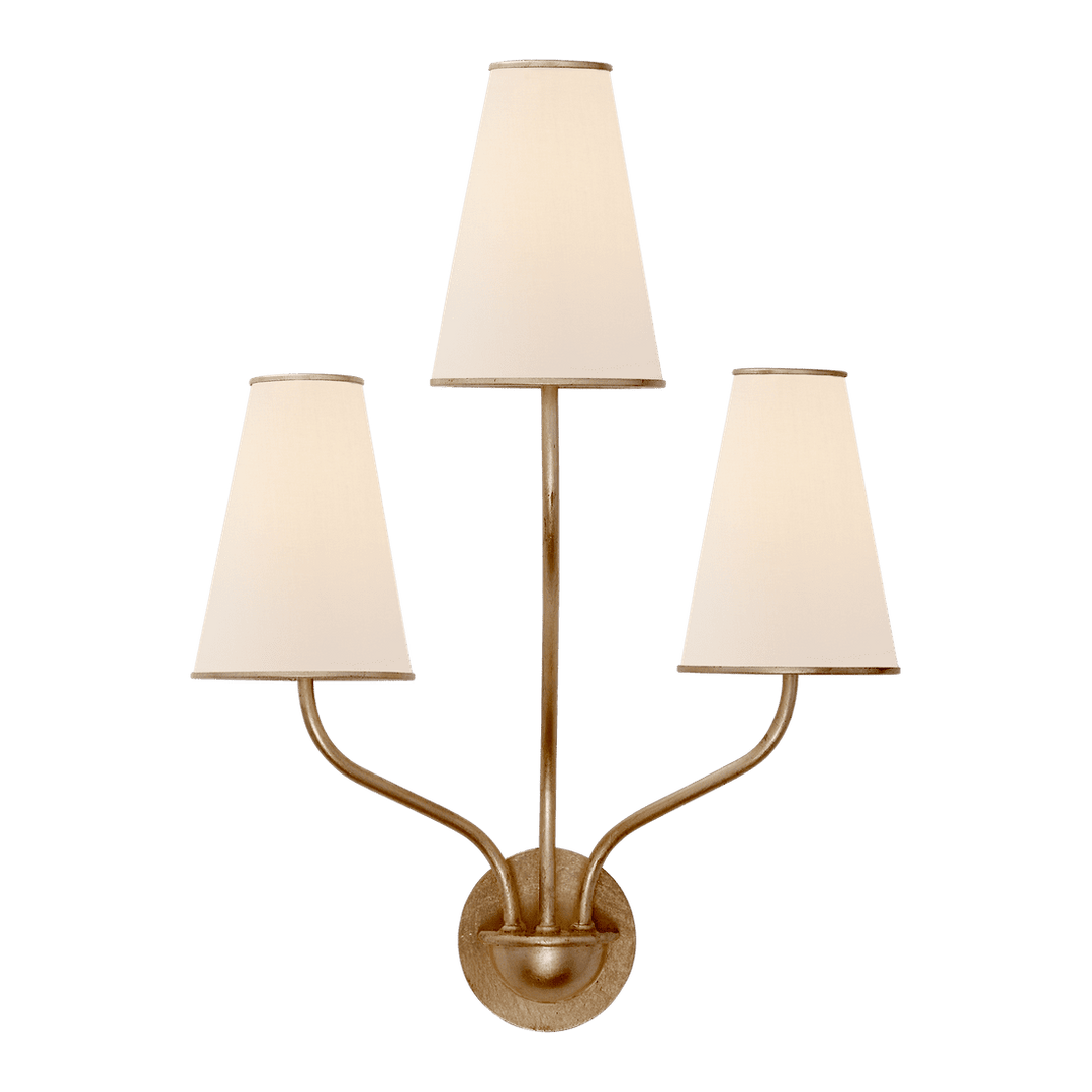 Montreuil Small Wall Sconce - Gild with Linen Shades Visual Comfort 1