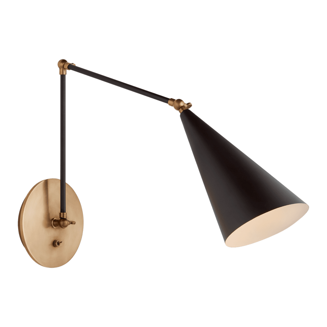 Clemente Double Arm Library Sconce - Black & Antique Brass Visual Comfort 1