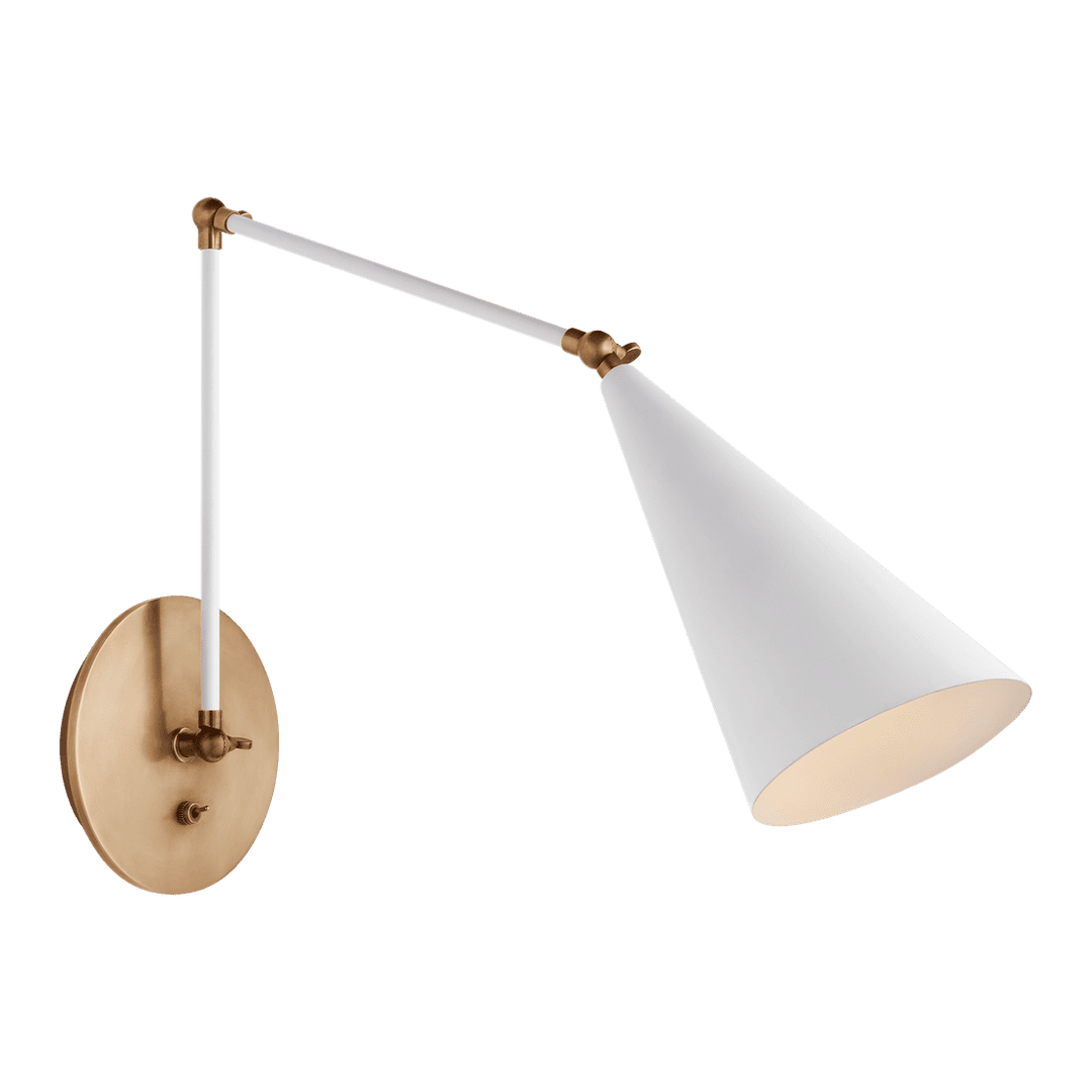 Clemente Double Arm Library Sconce - White & Antique Brass – Olivia's