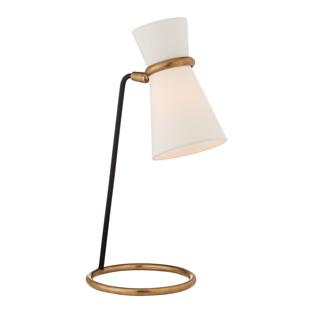 Clarkson Table Lamp - Antique Brass & Black with Linen Shade Visual Comfort 1