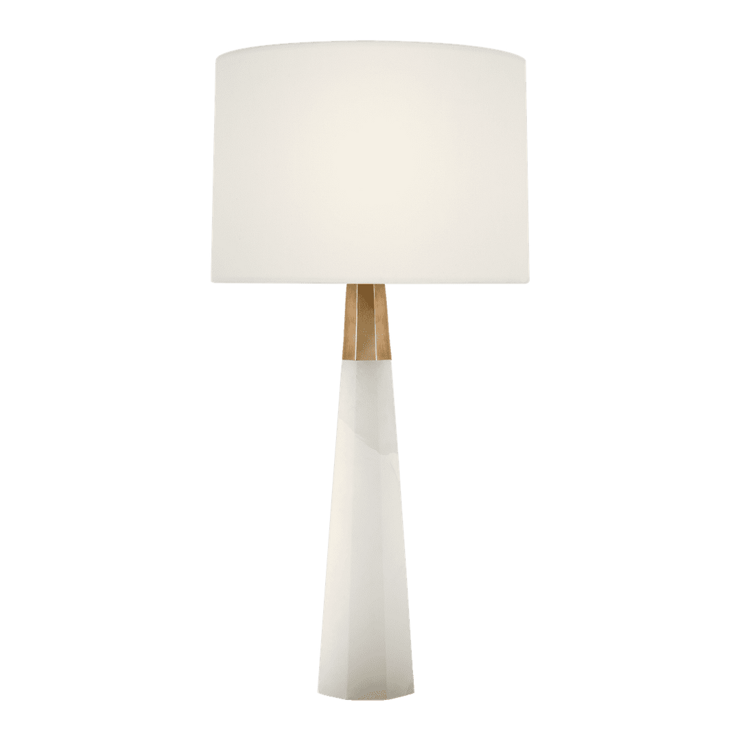 Olsen Table Lamp - Alabaster & Antique Brass with Linen Shade Visual Comfort 1