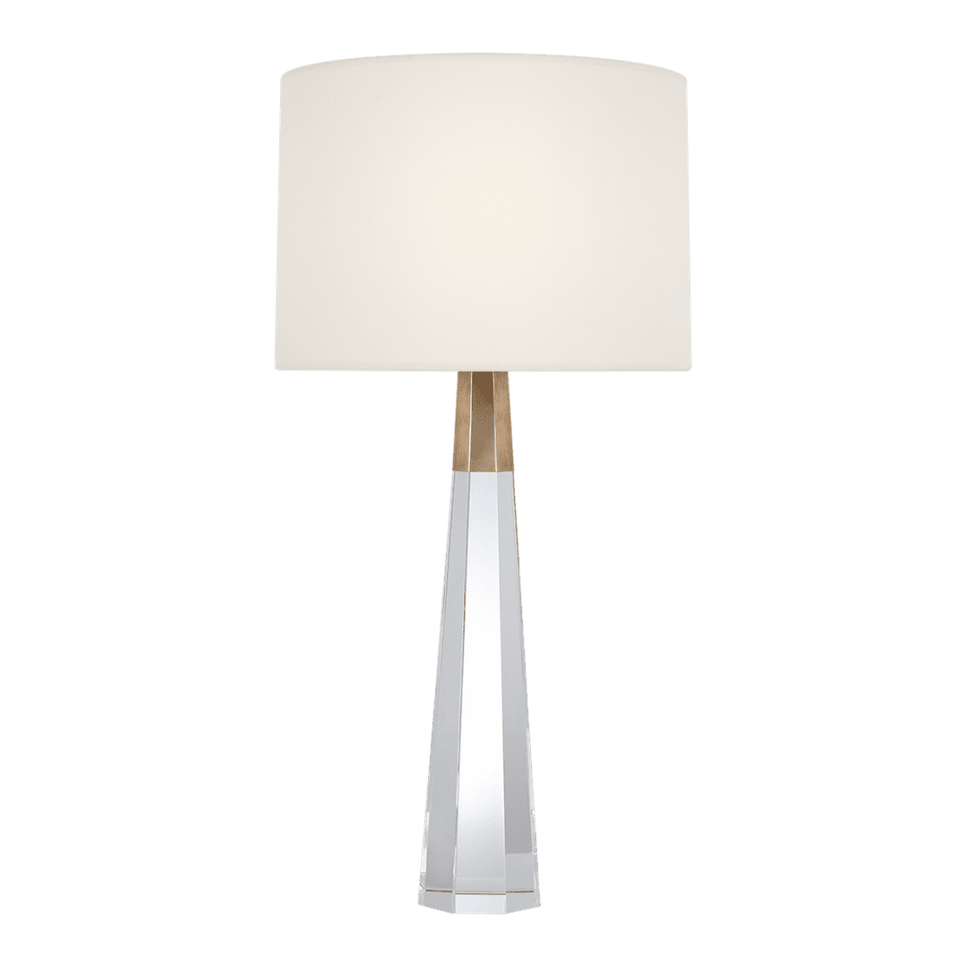 Olsen Table Lamp - Crystal & Antique Brass with Linen Shade Visual Comfort 1