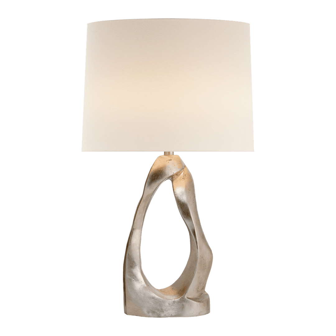 Cannes Table Lamp - Burnished Silver Leaf with Linen Shade Visual Comfort 1