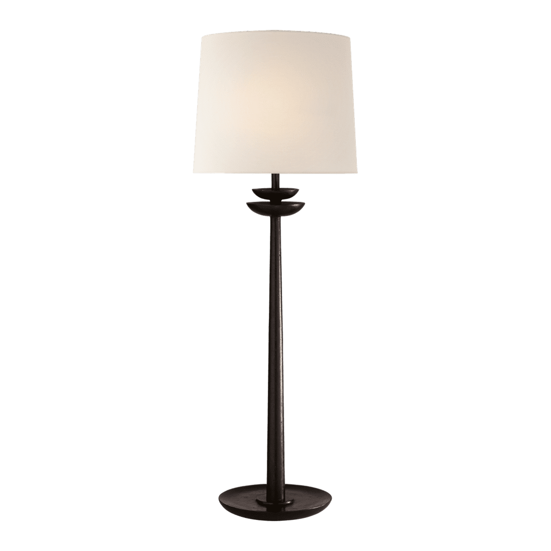 Beaumont Medium Buffet Lamp - Aged Iron with Linen Shade Visual Comfort 1