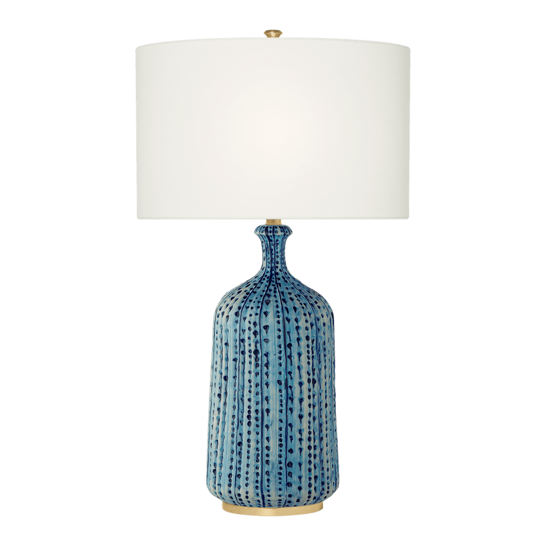Culloden Table Lamp - Pebbled Aquamarine with Linen Shade Visual Comfort 1