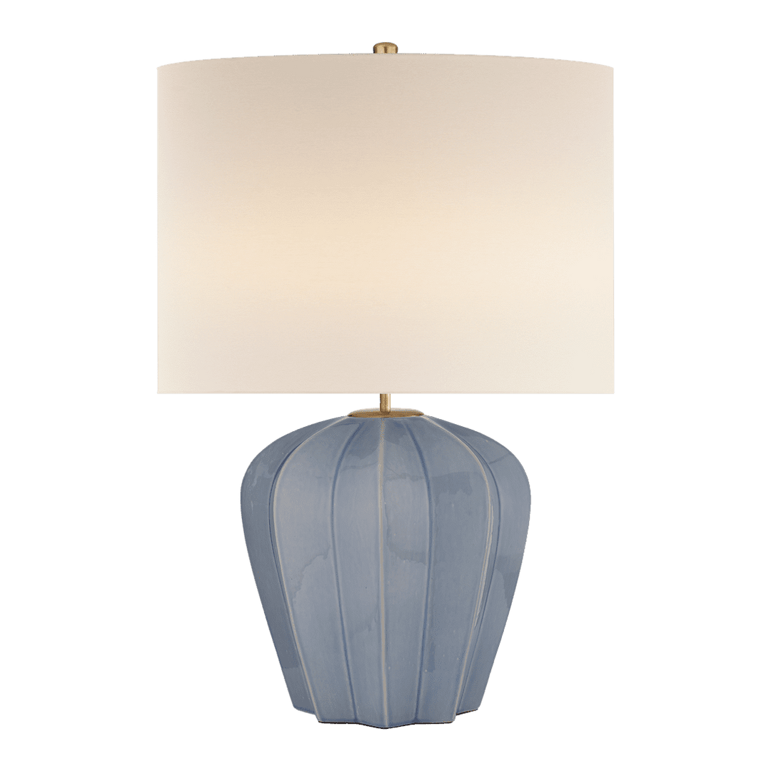 Pierrepont Medium Table Lamp - Polar Blue Crackle with Linen Shade Visual Comfort 1