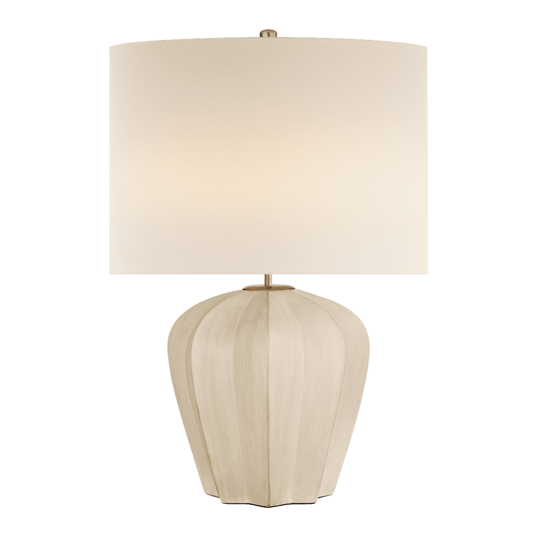 Pierrepont Medium Table Lamp - Stone White with Linen Shade Visual Comfort 1