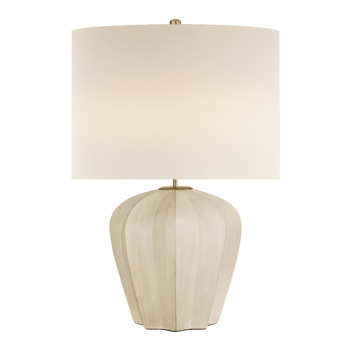 Pierrepont Medium Table Lamp - Stone White with Linen Shade Visual Comfort 1