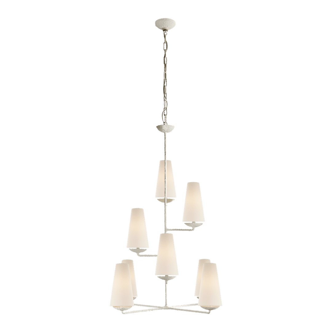 Fontaine Vertical Chandelier - Plaster with Linen Shades Visual Comfort 1