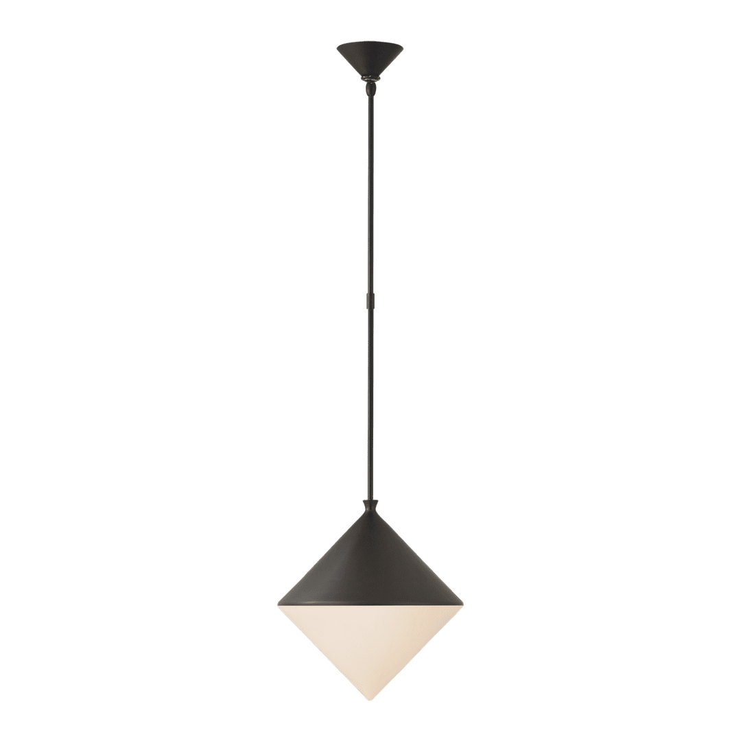 Sarnen Medium Pendant - Matte Black with White Glass Visual Comfort 1