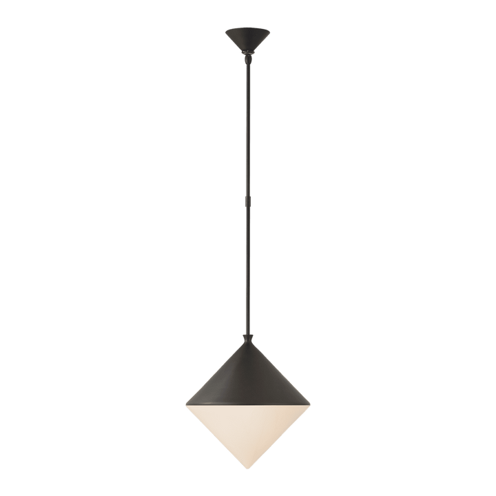 Sarnen Medium Pendant - Matte Black with White Glass Visual Comfort 1