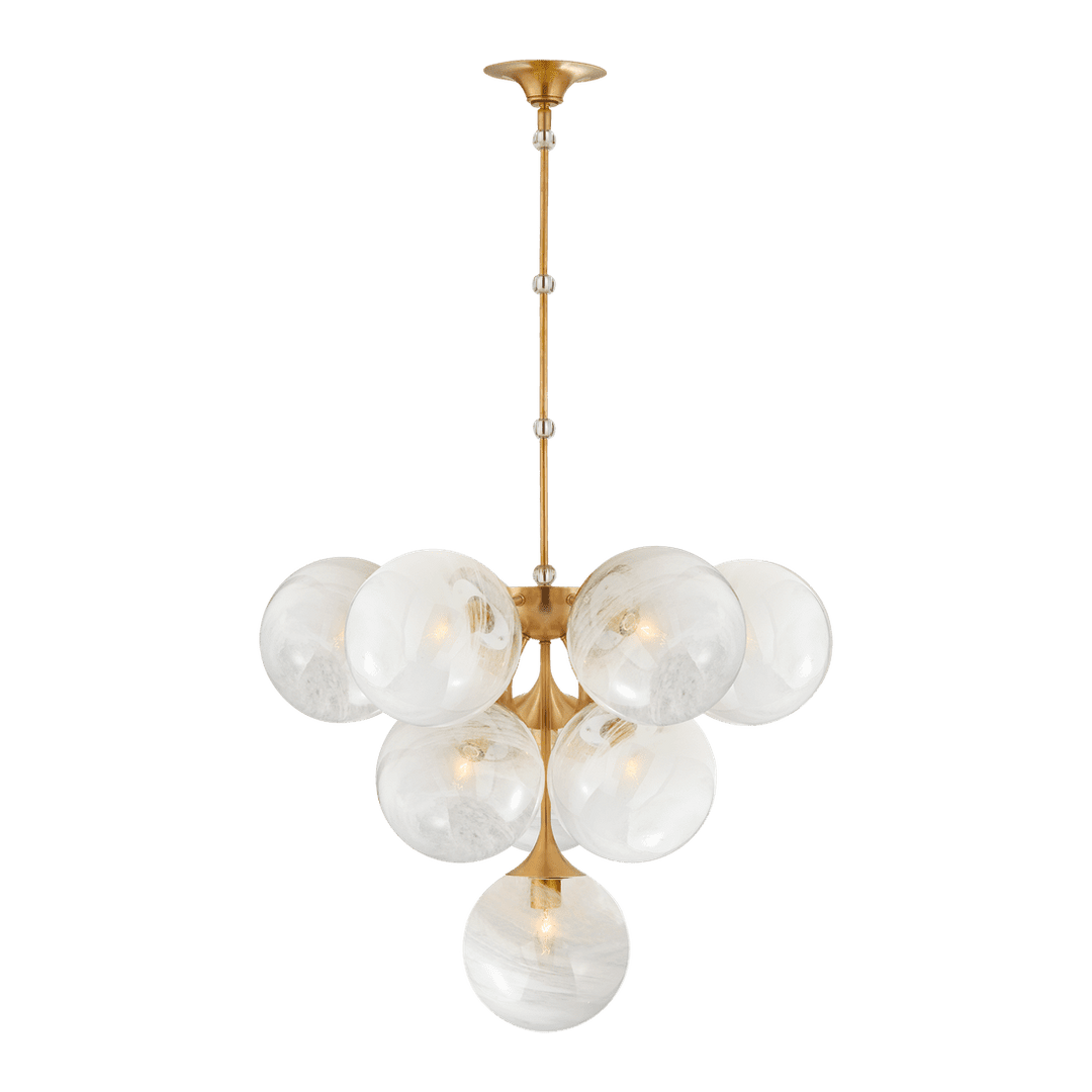 Cristol Tiered Chandelier - Antique Brass with White Strie Glass Visual Comfort 1