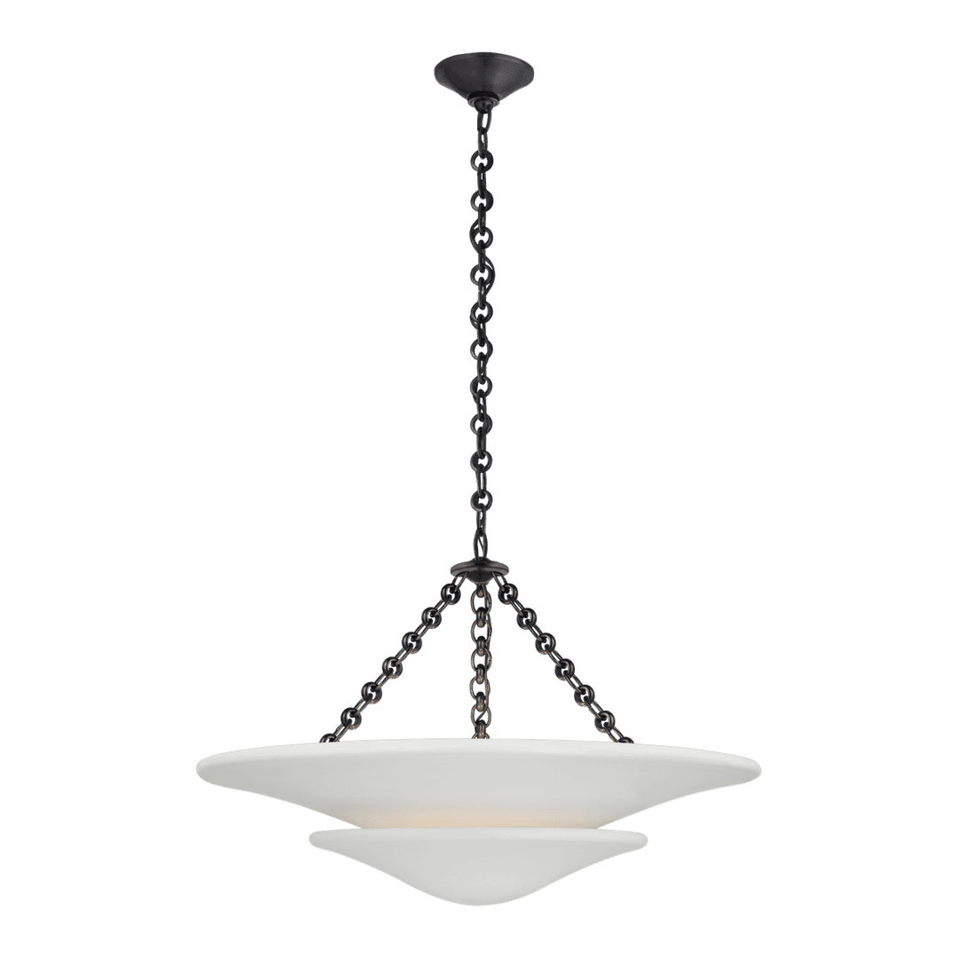 Mollino Medium Tiered Chandelier - Bronze with Plaster White Shade Visual Comfort 1