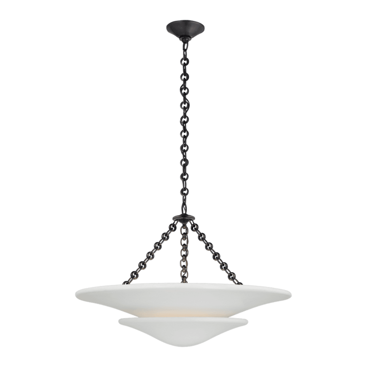 Mollino Medium Tiered Chandelier - Bronze with Plaster White Shade Visual Comfort 1