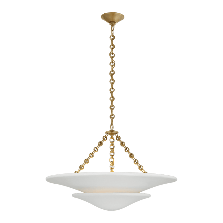 Mollino Medium Tiered Chandelier - Antique Brass with Plaster White Shade Visual Comfort 1