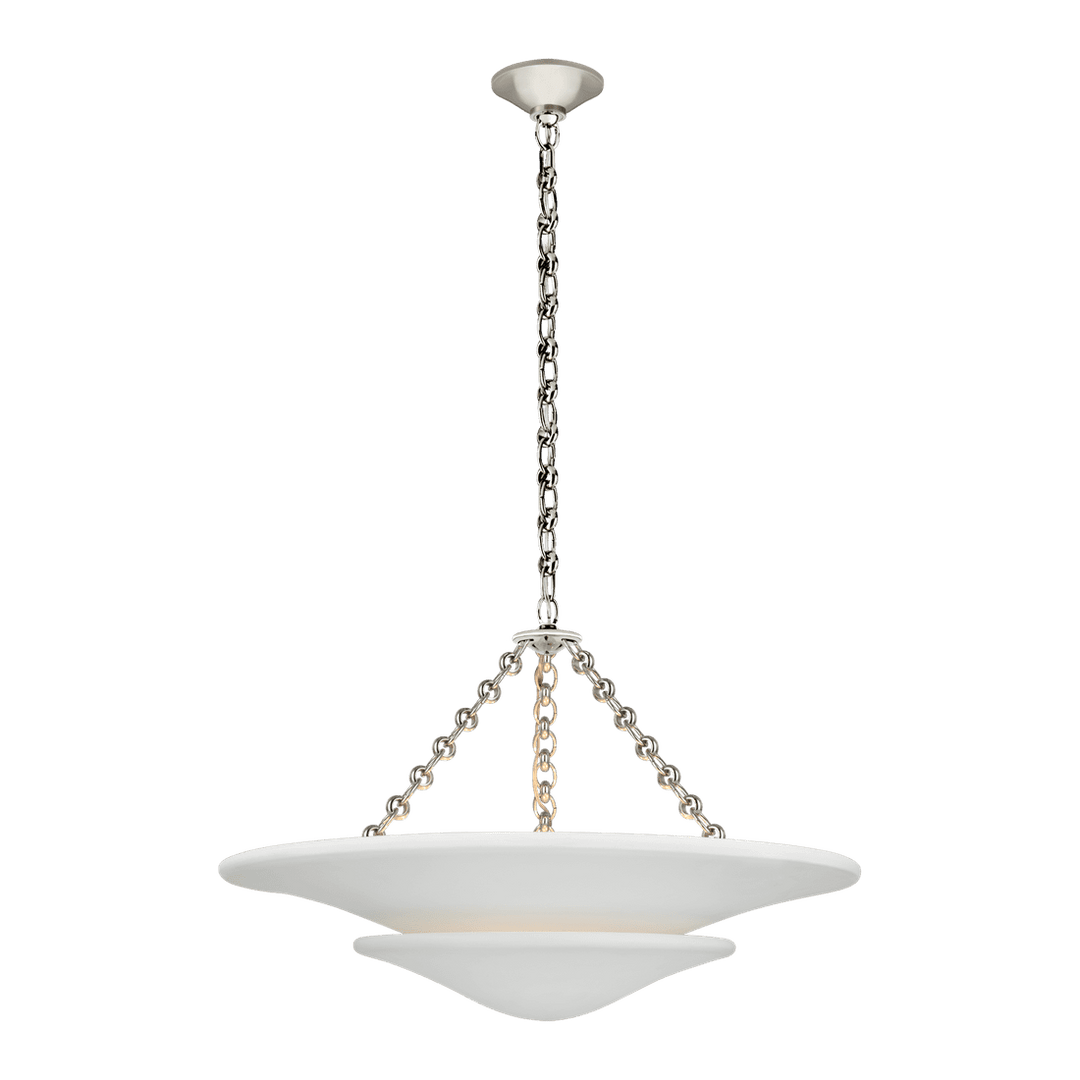 Mollino Medium Tiered Chandelier - Polished Nickel with Plaster White Shade Visual Comfort 1