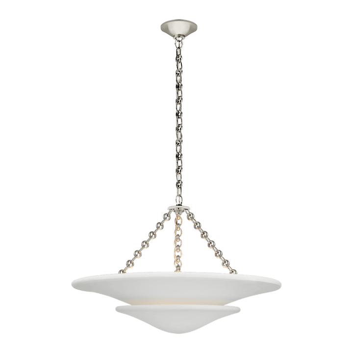 Mollino Medium Tiered Chandelier - Polished Nickel with Plaster White Shade Visual Comfort 1