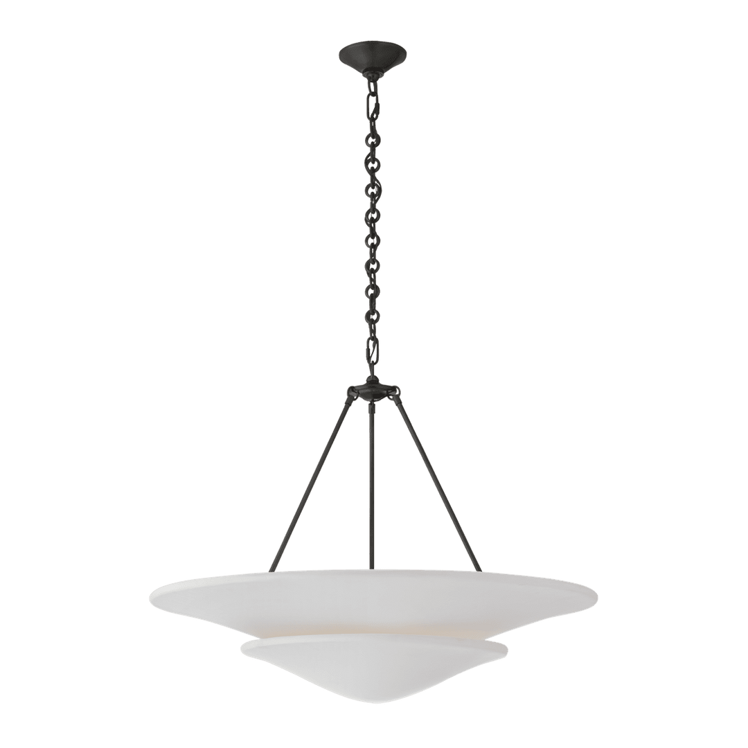 Mollino Large Tiered Chandelier - Bronze with Plaster White Shade Visual Comfort 1