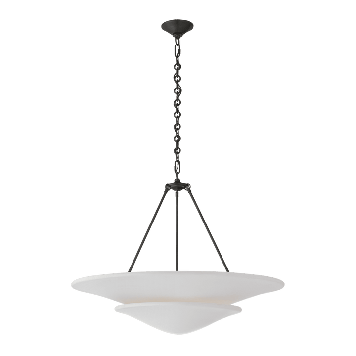Mollino Large Tiered Chandelier - Bronze with Plaster White Shade Visual Comfort 1