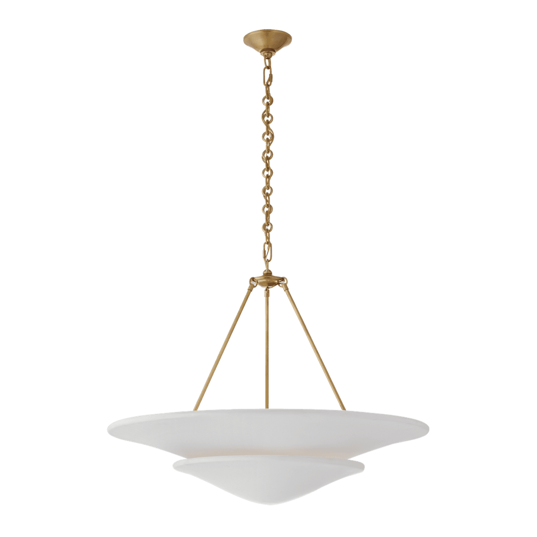 Mollino Large Tiered Chandelier - Antique Brass with Plaster White Shade Visual Comfort 1