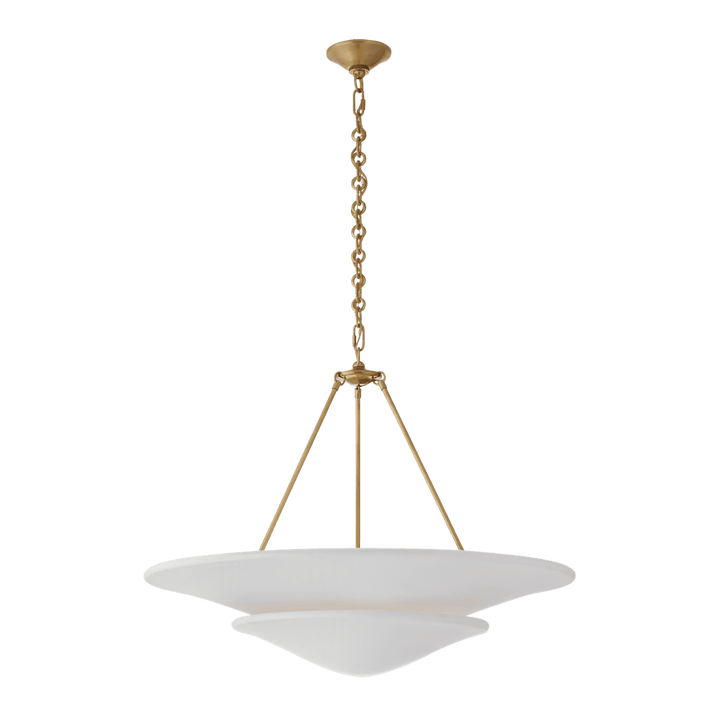 Mollino Large Tiered Chandelier - Antique Brass with Plaster White Shade Visual Comfort 1