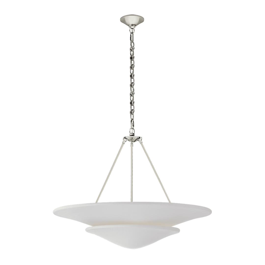 Mollino Large Tiered Chandelier - Polished Nickel with Plaster White Shade Visual Comfort 1