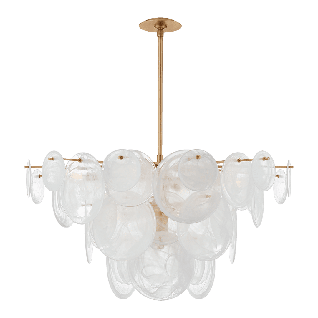 Loire Large Chandelier - Gild with White Strie Glass Visual Comfort 1