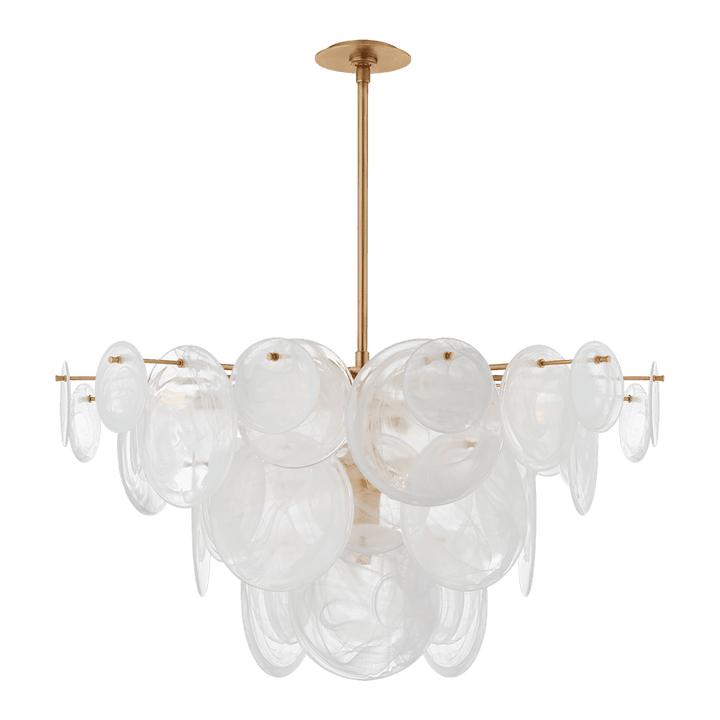 Loire Large Chandelier - Gild with White Strie Glass Visual Comfort 1