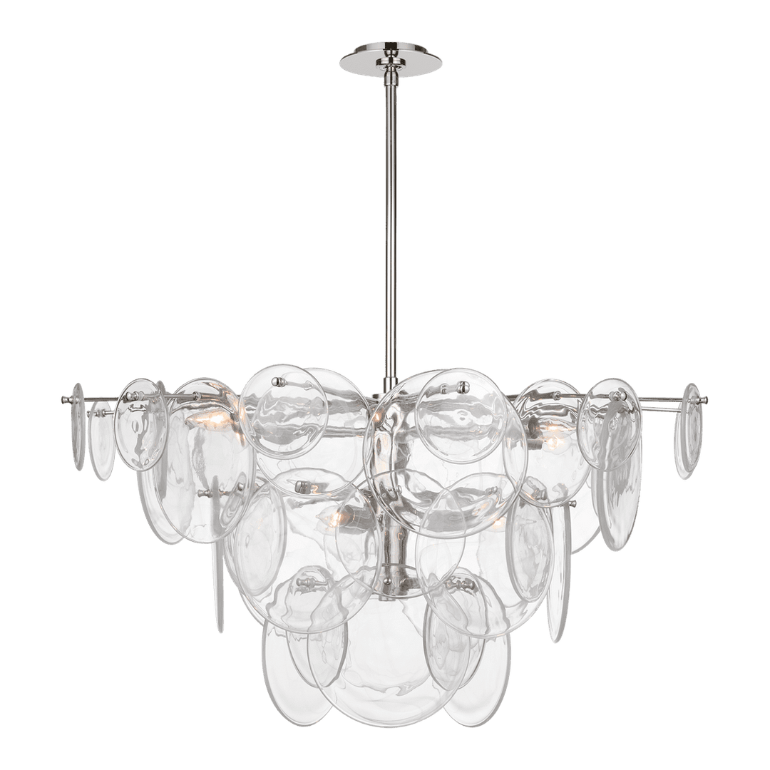 Loire Large Chandelier - Polished Nickel with Clear Strie Glass Visual Comfort 1