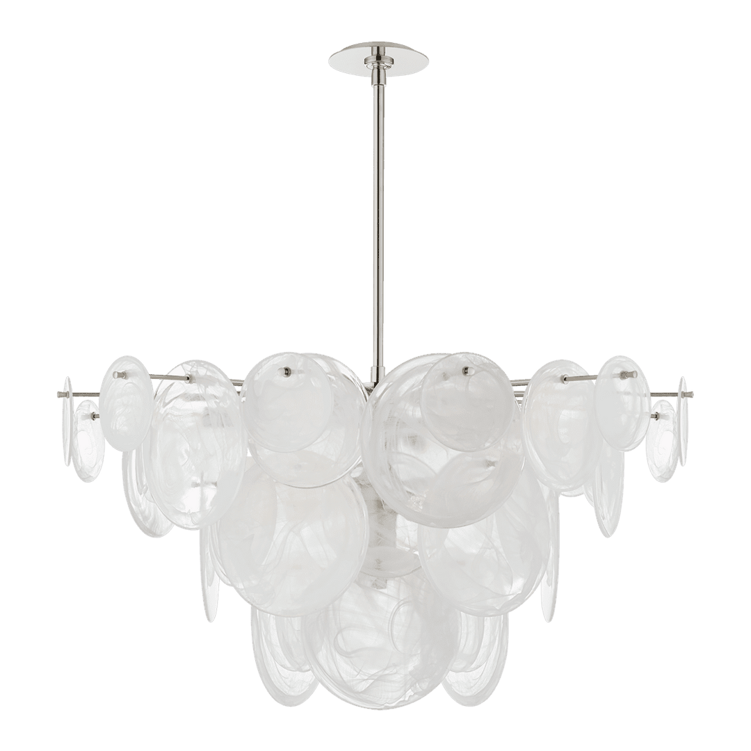 Loire Large Chandelier - Polished Nickel with White Strie Glass Visual Comfort 1