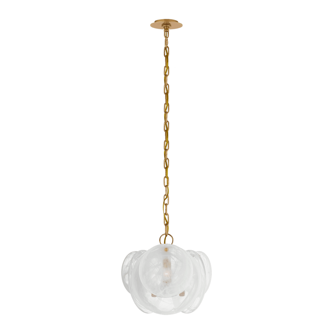 Loire Petite Chandelier - Gild with White Strie Glass Visual Comfort 1
