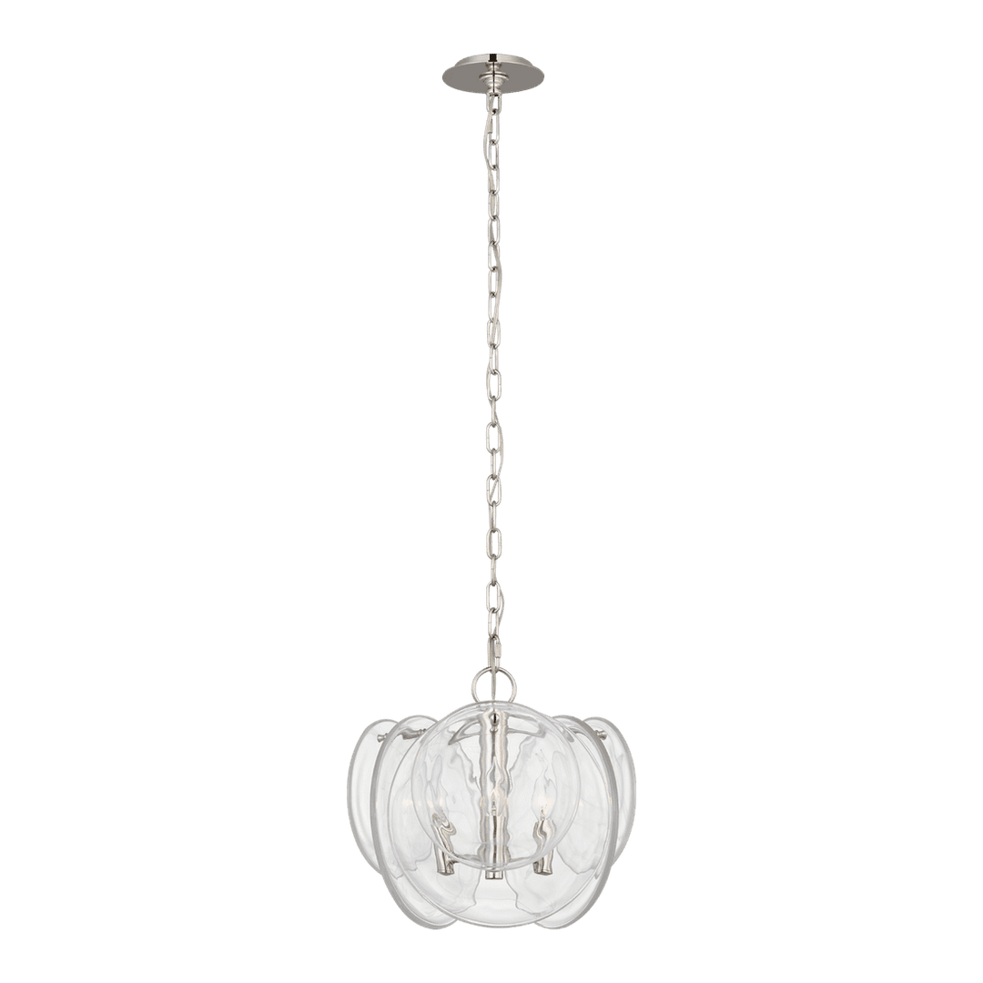 Loire Petite Chandelier - Polished Nickel with Clear Strie Glass Visual Comfort 1