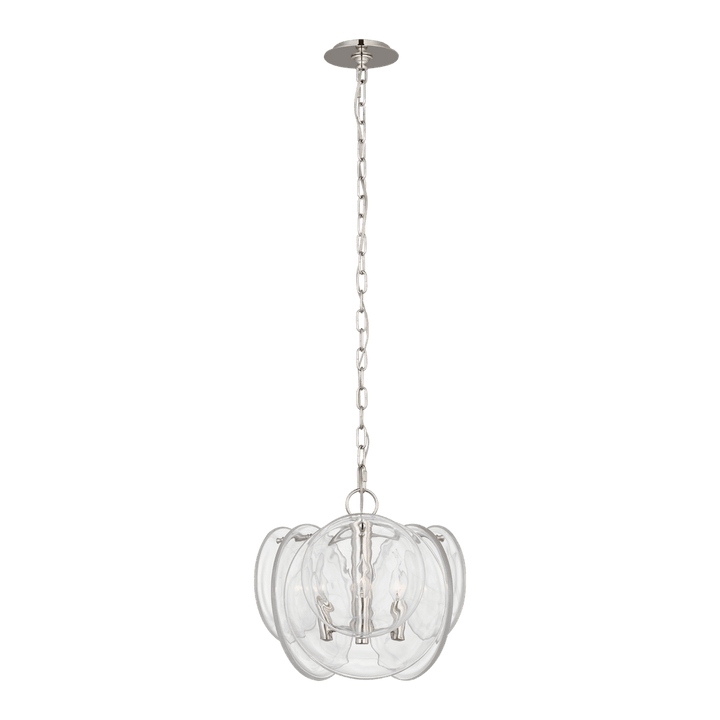 Loire Petite Chandelier - Polished Nickel with Clear Strie Glass Visual Comfort 1