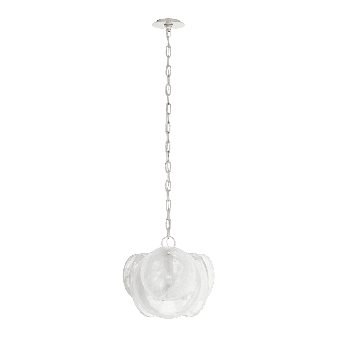 Loire Petite Chandelier - Polished Nickel with White Strie Glass Visual Comfort 1