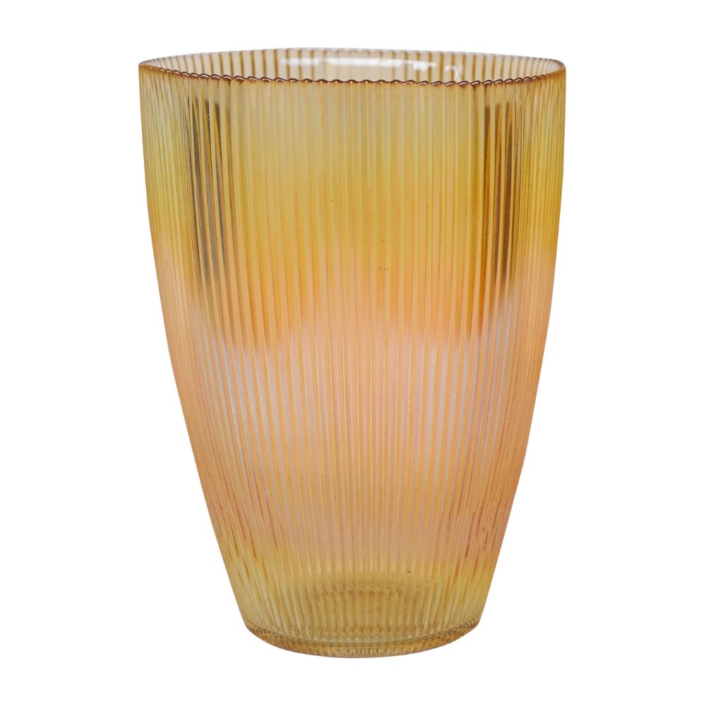 Ivyline Tall Ribbed Vase in Amber
