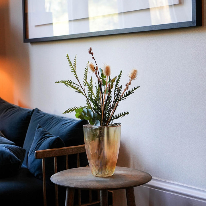 Tall Ribbed Vase - Amber Ivyline 2