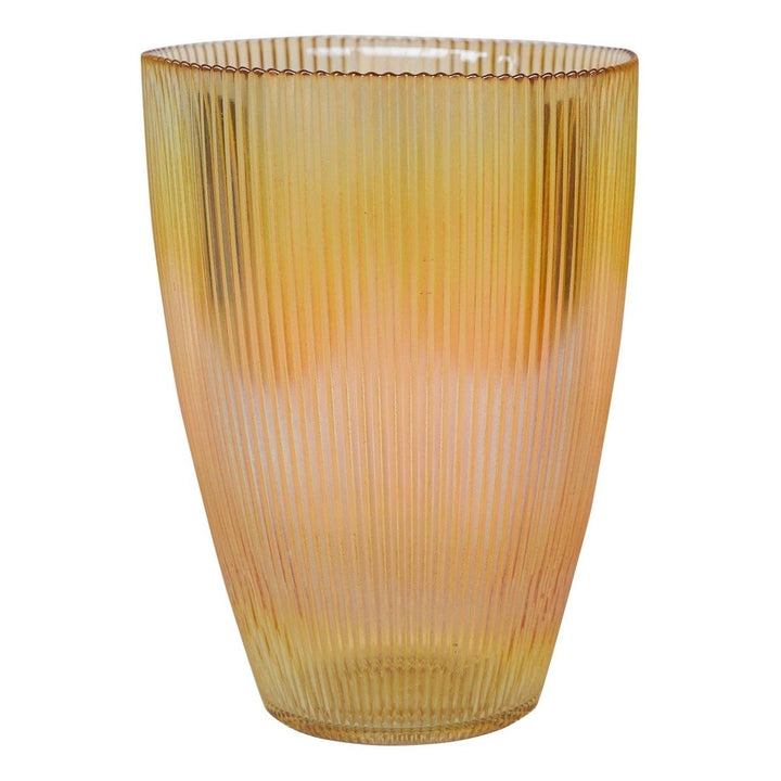 Tall Ribbed Vase - Amber Ivyline 1