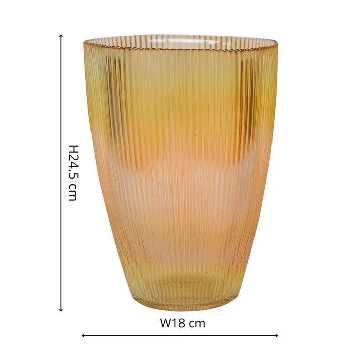 Tall Ribbed Vase - Amber Ivyline 4