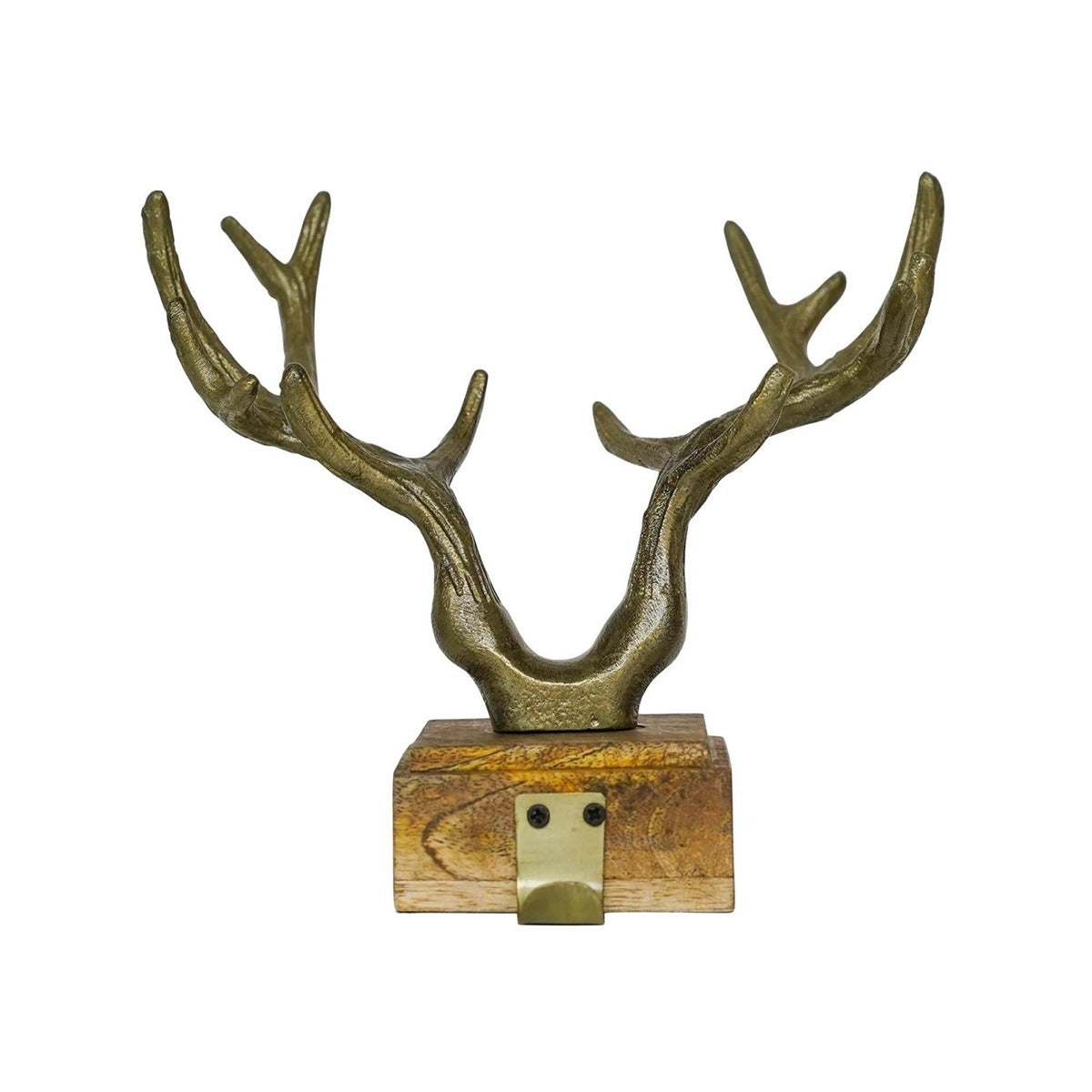 Ivyline Antler Stocking Holder in Antique Brass & Cast Iron