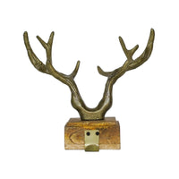 Ivyline Antler Stocking Holder in Antique Brass & Cast Iron