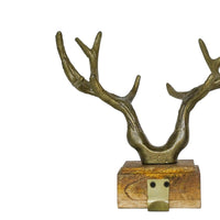 Ivyline Antler Stocking Holder in Antique Brass & Cast Iron