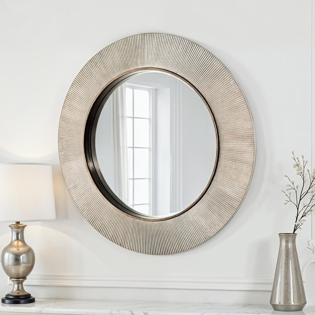Alora Round Ribbed Bevelled Mirror - Silver Yearn Mirrors 1