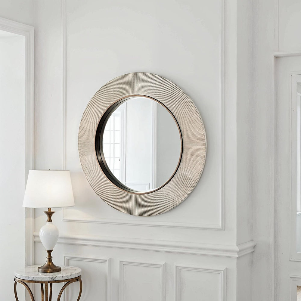 Alora Round Ribbed Bevelled Mirror - Silver Yearn Mirrors 2