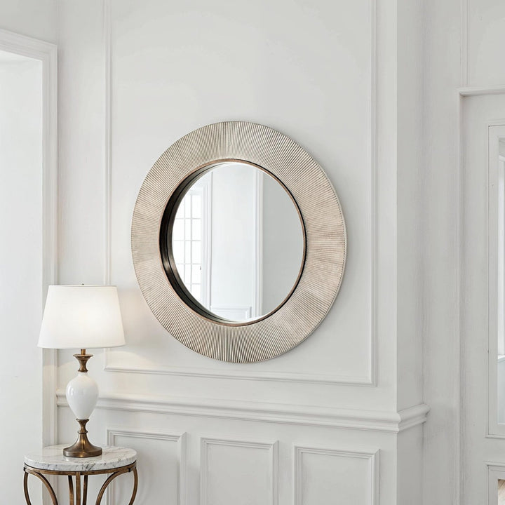 Alora Round Ribbed Bevelled Mirror - Silver Yearn Mirrors 2