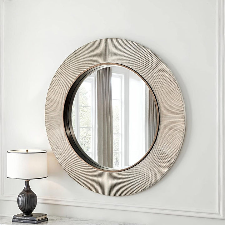 Alora Round Ribbed Bevelled Mirror - Silver Yearn Mirrors 3