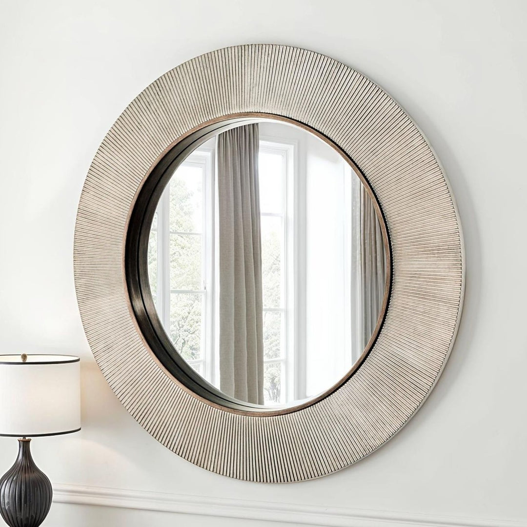 Alora Round Ribbed Bevelled Mirror - Silver Yearn Mirrors 4