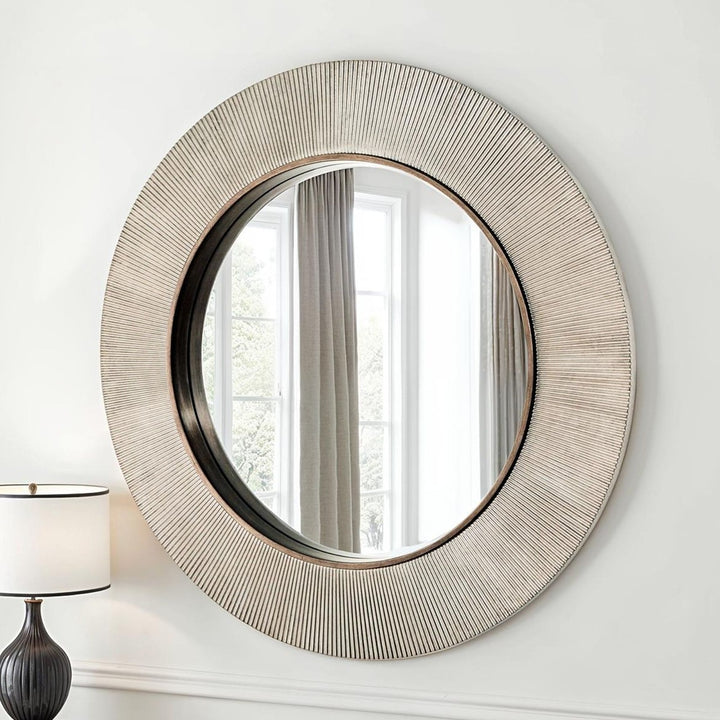 Alora Round Ribbed Bevelled Mirror - Silver Yearn Mirrors 4