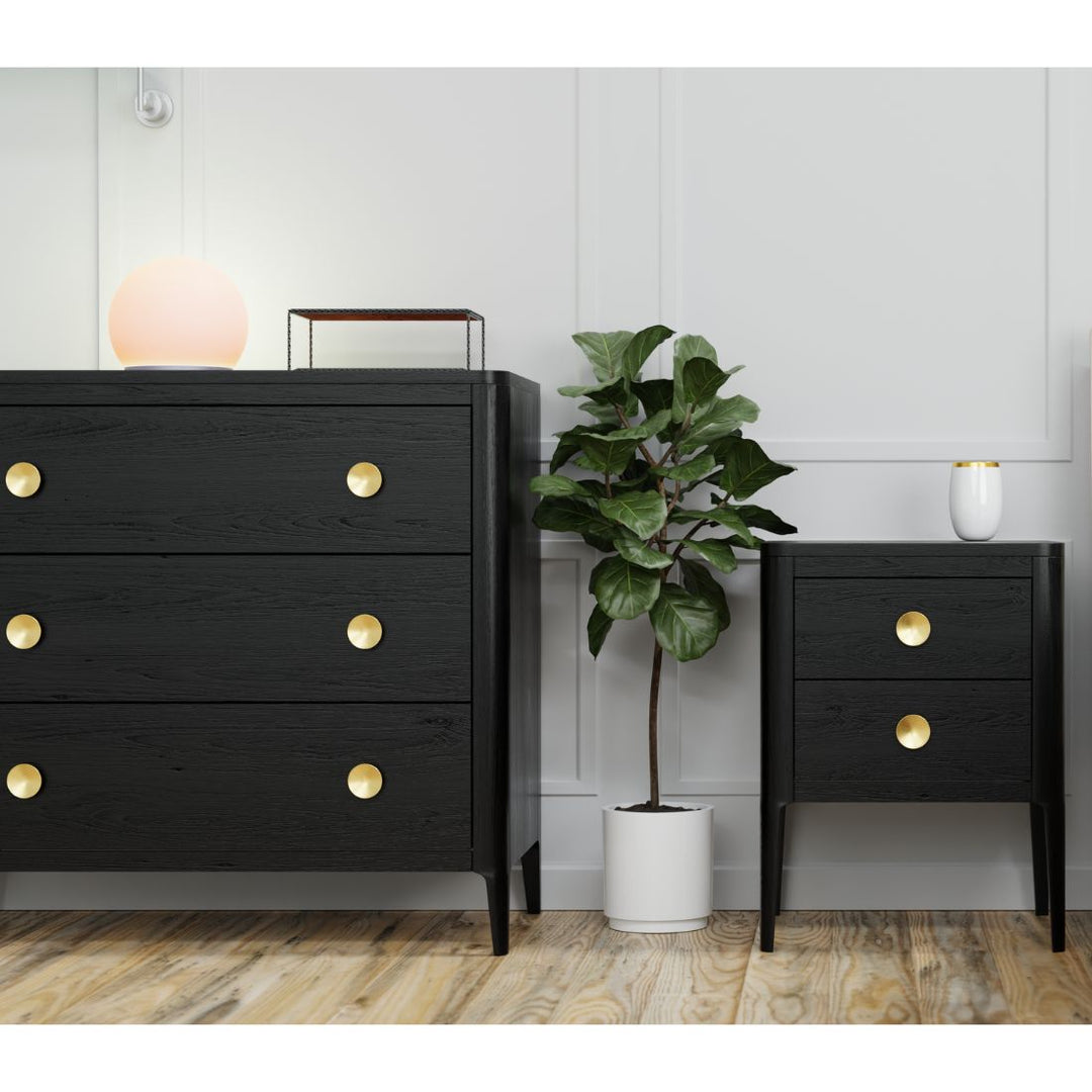 Abberley 2 Drawer Bedside Table - Black