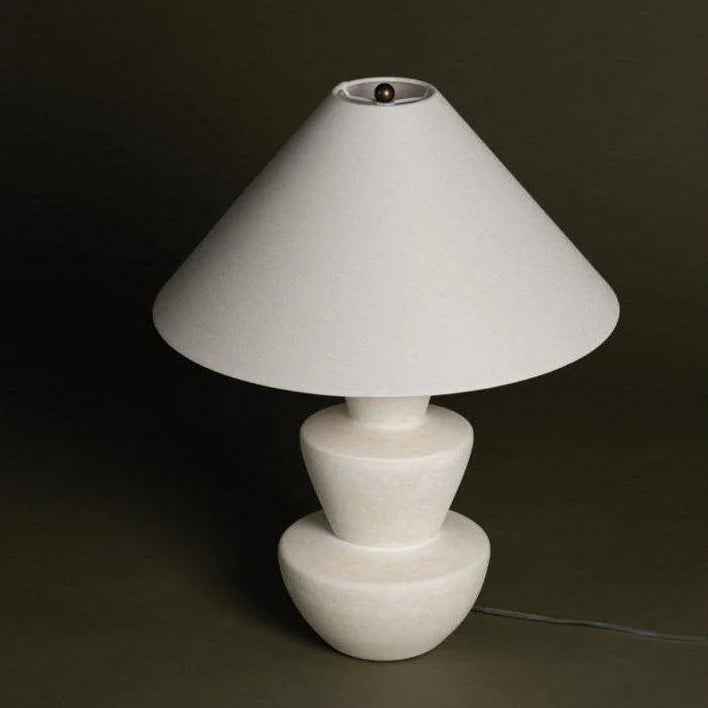 Kamas 1 Light Table Lamp - Patina Brass & Ceramic Textured Ivory